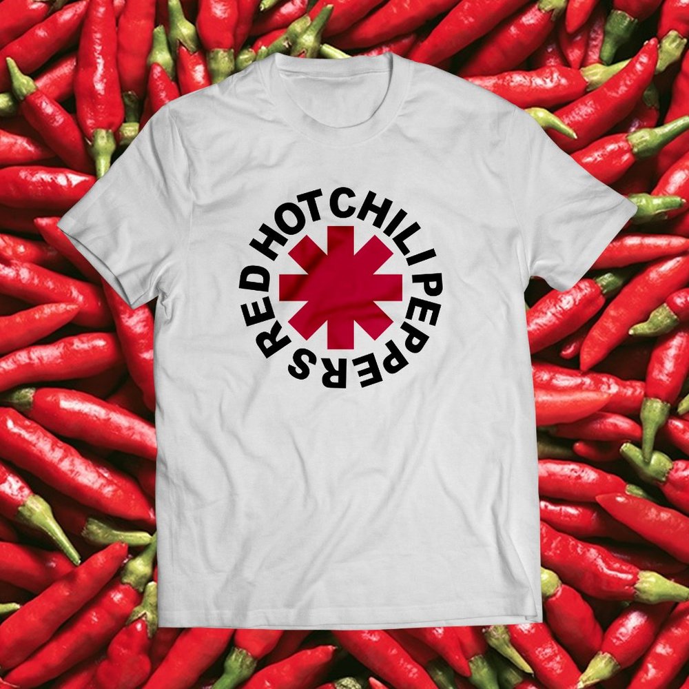 RHCP Red Hot Logo White Band Tee